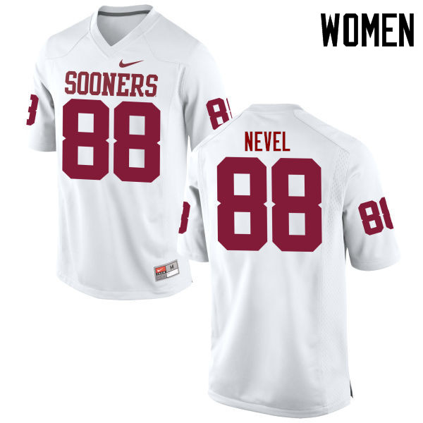 Women Oklahoma Sooners #88 Chase Nevel College Football Jerseys Game-White